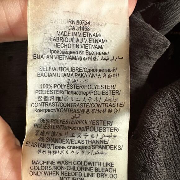 NEW Sheer Black Polka Dot Long Sleeve Bodysuit Ruffle Cocktail Party Holiday - Picture 8 of 8